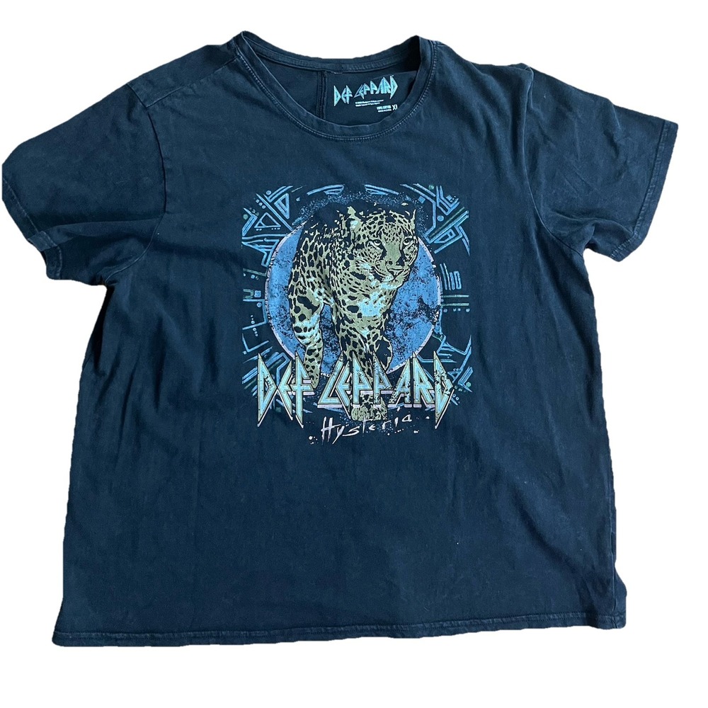 Def Leppard XL Band T-Shirt Black Leopard Graphic Rock Metal Concert Tour Tee